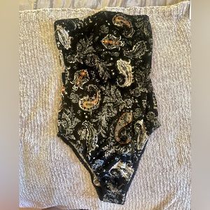 Strapless paisley bodysuit
